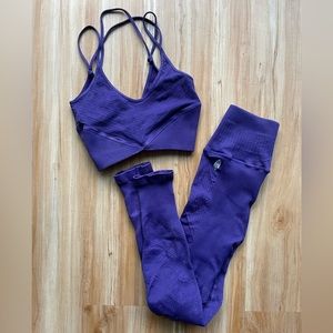 FP Movement Set- high rise textured leggings + bra (XS/S)